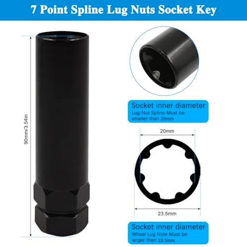 IOUALEY 2 Piece 6 Spline & 7 Spline Lug Nut Key, Spline Lug nut Socket Wheel Lock Replacement Tool for Aftermarket Wheels Compatible with 14x1.5, 14x2.0, 9/16inch, 12x1.5, 12x1.25, 1/2 inch Lug Nuts - Image 3