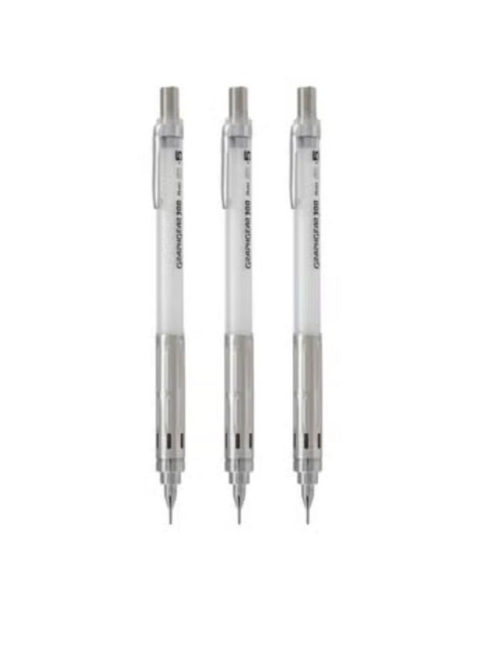 Pentel قلم رصاص ميكانيكي جراف جير 300 من 3 قطع برأس 0.5 مم أسطوانة بيضاء - Image 2