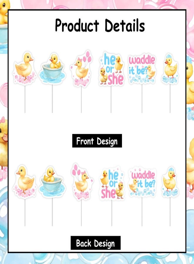 Balterever 36PCS He or She Waddle it Be Gender Reveal Cupcake Toppers Pink Blue Duck Gender Reveal Decorations for Boy or Girl Baby Shower Supplies - Image 5