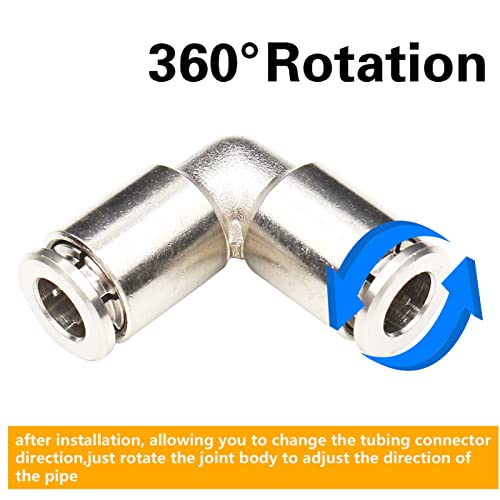 CEKER 1/4" Stainless Steel Tube Push Connectors, 1/4" x 1/4" OD Quick Connect Fittings Air Line Fittings 2pack - Image 5
