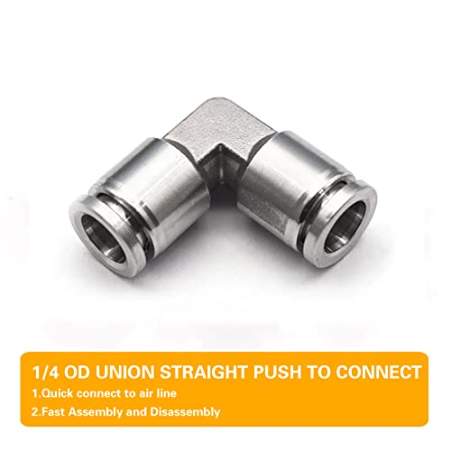 CEKER 1/4" Stainless Steel Tube Push Connectors, 1/4" x 1/4" OD Quick Connect Fittings Air Line Fittings 2pack - Image 4