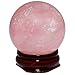 rockcloud Healing Crystal Natural Pink Rose Quartz Gemstone 1.75"(45mm) Ball Divination Sphere with Wood Stand - Image 2