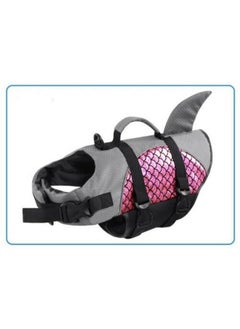FEELING MALL Ripstop Dog Life Jacket Adjustable Dog Life Vest Safety Lifesaver Puppy Life Preserver Superior Buoyancy Swimming Boating Rescue Handle Shark Design For Dogs (S, Pink)  - Image 2