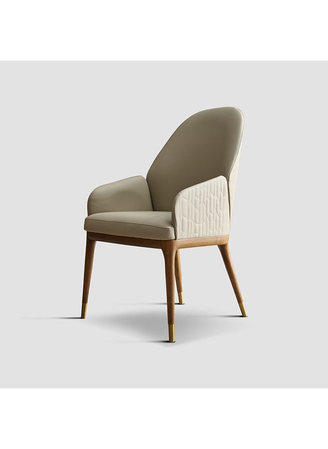 AL HUZAIFA FURNITURE - Margot Dining Chair In Solid Wood And Grey Pvc Leather - Image 1