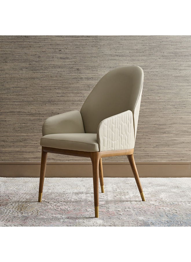 AL HUZAIFA FURNITURE - Margot Dining Chair In Solid Wood And Grey Pvc Leather - Image 1