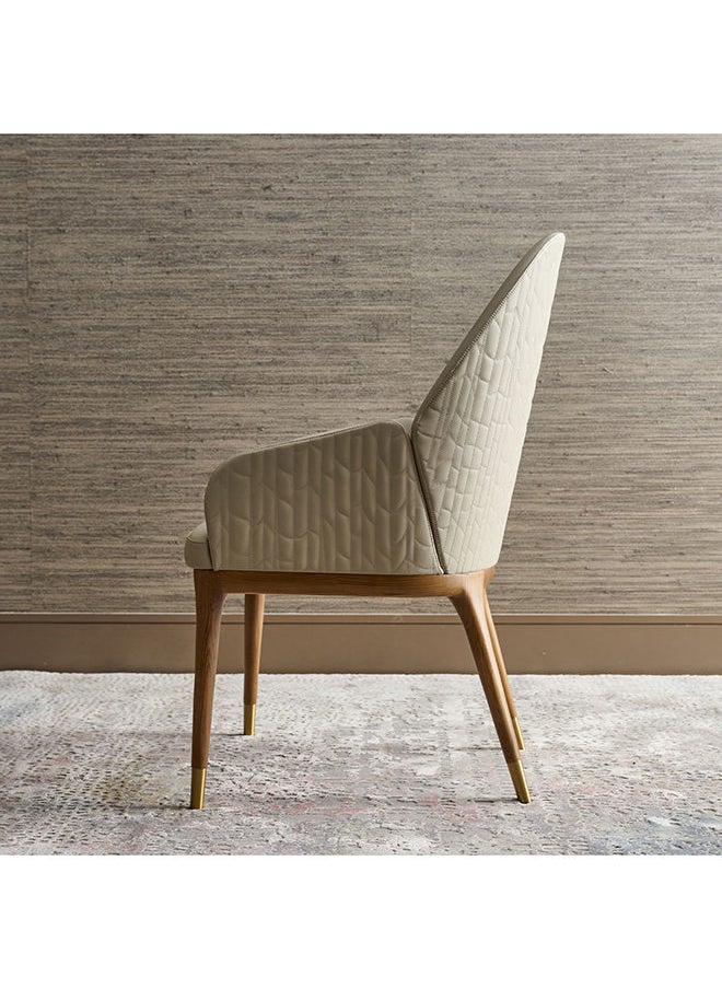 AL HUZAIFA FURNITURE - Margot Dining Chair In Solid Wood And Grey Pvc Leather - Image 1