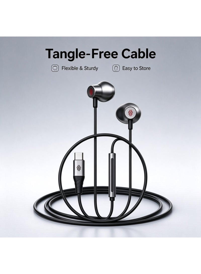 RedMagic Type-C Wired Gaming Earbuds with In-line Mic - Silver Black - Image 1