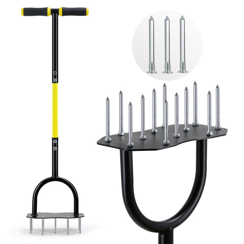 Jardineer Lawn Aerator Spike Tool, Updated 36" Metal Grass Aerator with Longer Spikes, Pre-Assembled Manual Yard Aerator for Lawn Aeration, Soil Aerating - Image 1