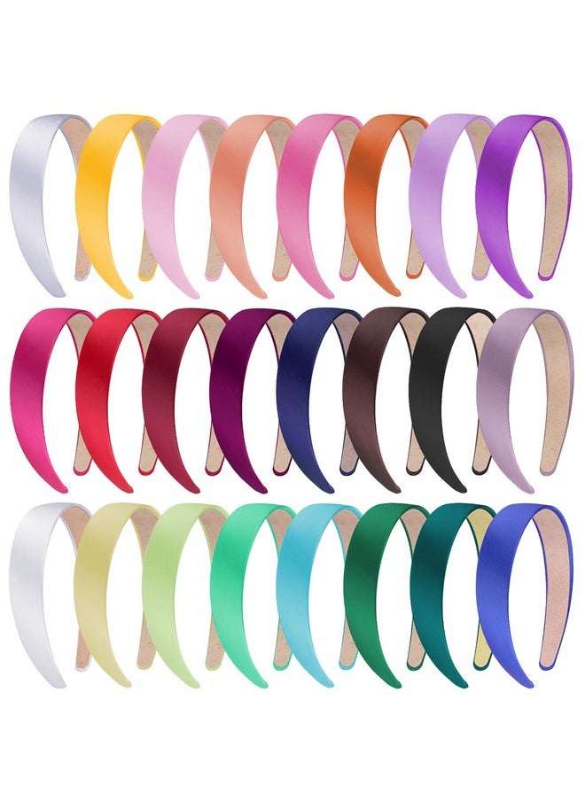 SIQUK Iquk 24 Pieces Satin Headbands 1 Inch Wide Headband Colorful Nonslip Hard Headbands For Women And Girls 24 Colors  - Image 2