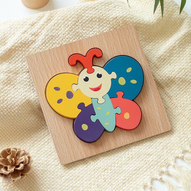 Wooden Early Education Cognitive Children'S Educational Toys Wooden Animal Traffic Shape Matching 3D Three-Dimensional Puzzle - Image 1
