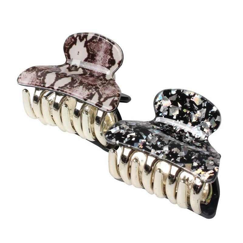 Cuizhiyu 1.57 inch Floral Printed Medium Acrylic Hair Claw Clips for Girls and Women,Plastic No-Slip Grip Jaw Hair Clip Hair Jaw Clamp,Pack of 12 (Color E) - Image 3