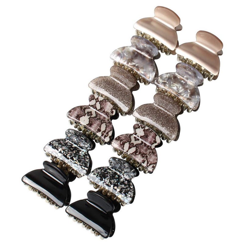 Cuizhiyu 1.57 inch Floral Printed Medium Acrylic Hair Claw Clips for Girls and Women,Plastic No-Slip Grip Jaw Hair Clip Hair Jaw Clamp,Pack of 12 (Color E) - Image 2