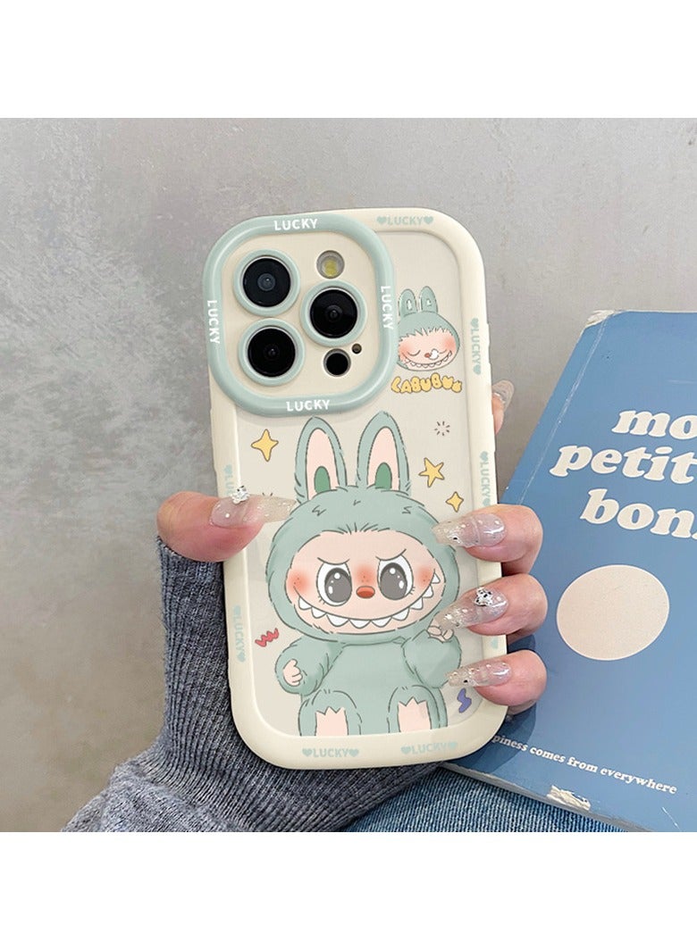 general Super cute labubu lanyard phone case! Suitable for iPhone 16 Pro Max/15 Pro Max, Cute shape + Anti-Shock Soft Case + Portable Lanyard - Image 4