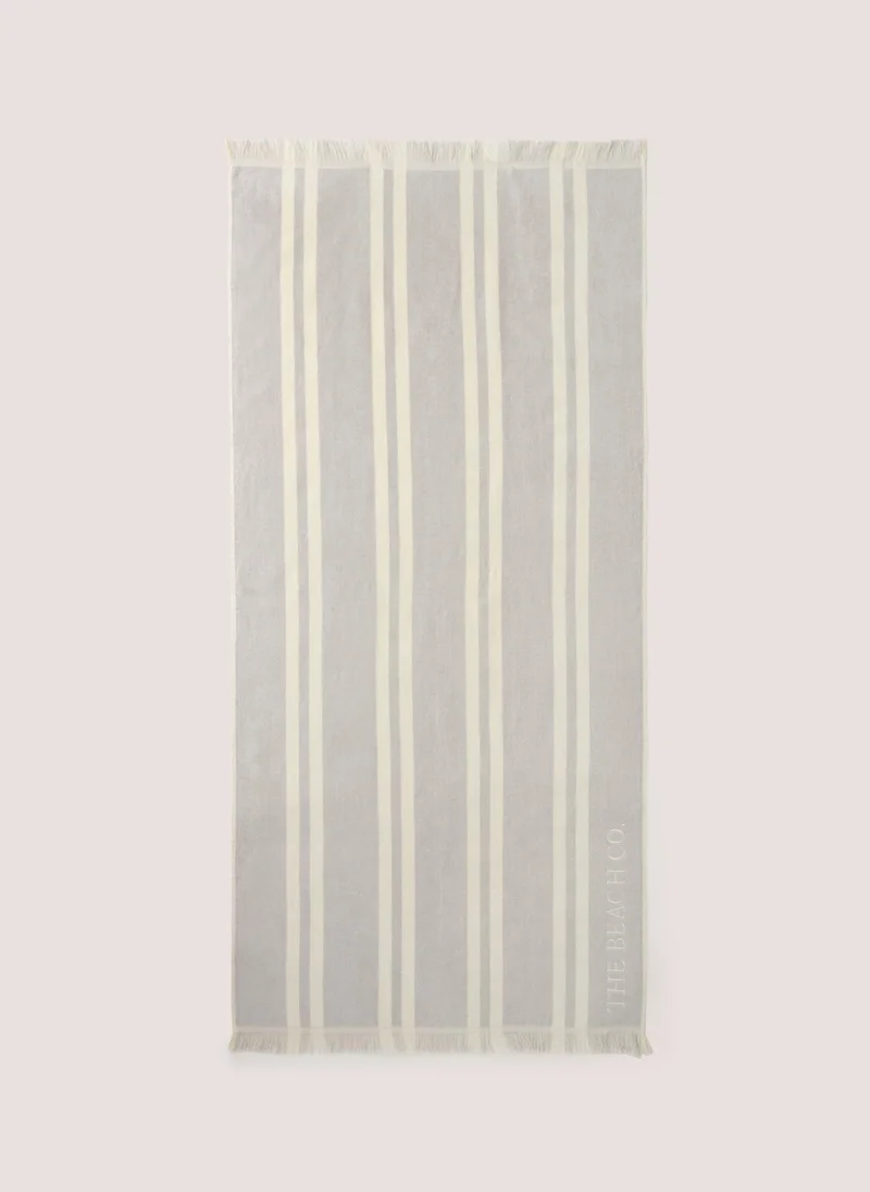 Matalan Grey Stripe Beach Towel