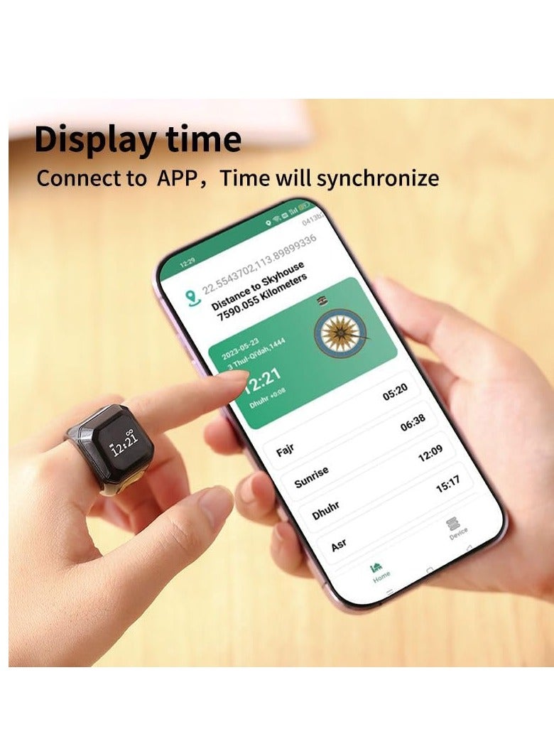 Smart tasbeeh ring 20mm | Islamic Prayer Time Reminder, OLED Display, Waterproof Smart Tasbeeh Counter (Black) | Smart ring | Praise ring Smart tasbeeh ring | The ring of praise Prayer times reminder  - Image 4