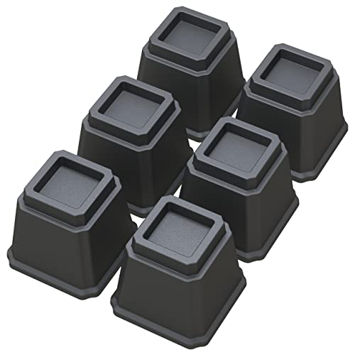 Whynonap Bed Risers Heavy Duty 5 Inches Bed Elevators, Set of 6 Lifts Up 3,000 lbs Furniture Riser for Sofa and Table, Black - Image 2