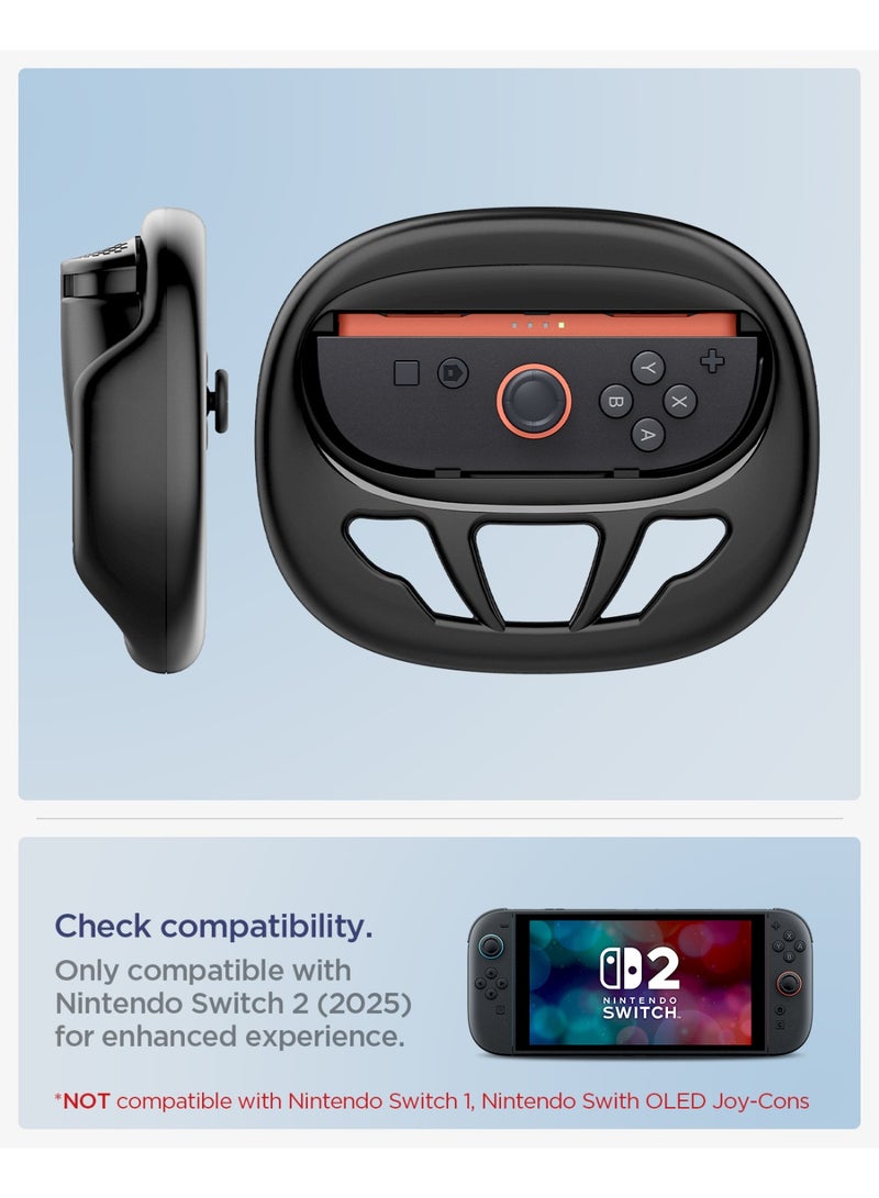 Spigen JoyCon Steering Wheel compatible with Nintendo Switch 2 (2025) NS101 Racing Game Wheels for Mario Kart 8 Deluxe [2 Pack] – Black - Image 3