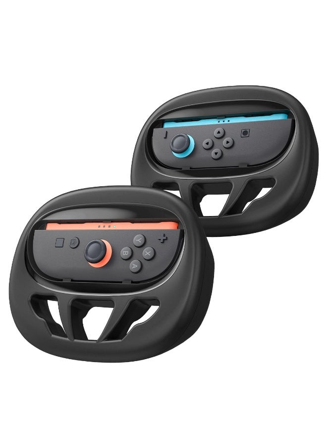 Spigen JoyCon Steering Wheel compatible with Nintendo Switch 2 (2025) NS101 Racing Game Wheels for Mario Kart 8 Deluxe [2 Pack] – Black - Image 1