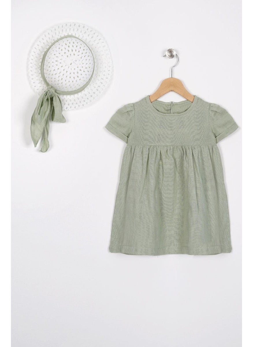 Crew Neck Short Sleeve Hat Accessory Cagla Green Color Girl Dress - pzsku/Z24ABF67F1B5A1C13783EZ/45/_/1741212913/78b32097-bb5f-4144-957a-96993ac25b5d