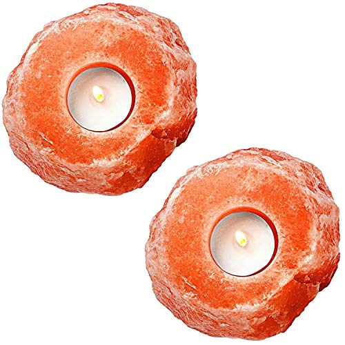 VISION CRAFTED Himalayan Salt Tealight Candle Holders, Pack of 2 - Image 1