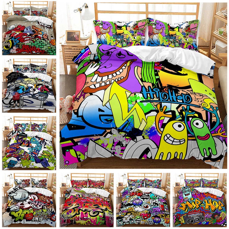 Hip-Hop Series 3D Digital Printing Quilt Cover Kit Bed Set Of Three Minimum Order - Image 2