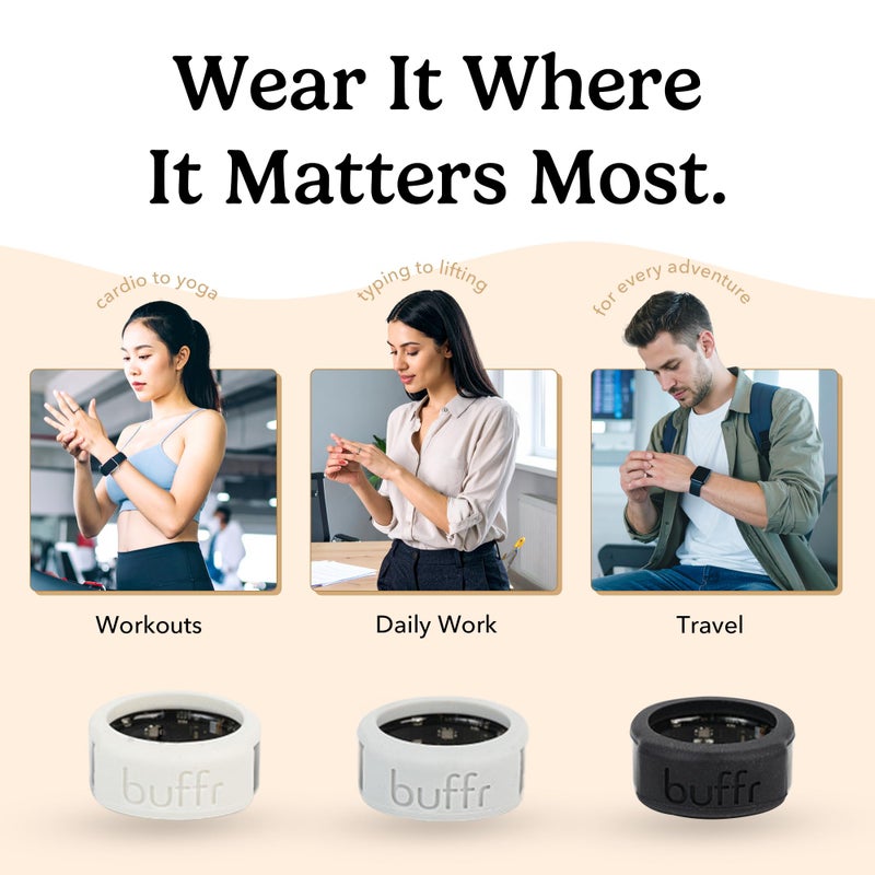 Buffr Smart Ring Protector â€“ Silicone Ring Guards Compatible with Oura, Superhuman, RingConn & More Bands â€“ Slim Fit, Sensor-Friendly Smart Ring Cover for Workout, Work & Daily Wear (White, Size 10) - Image 5