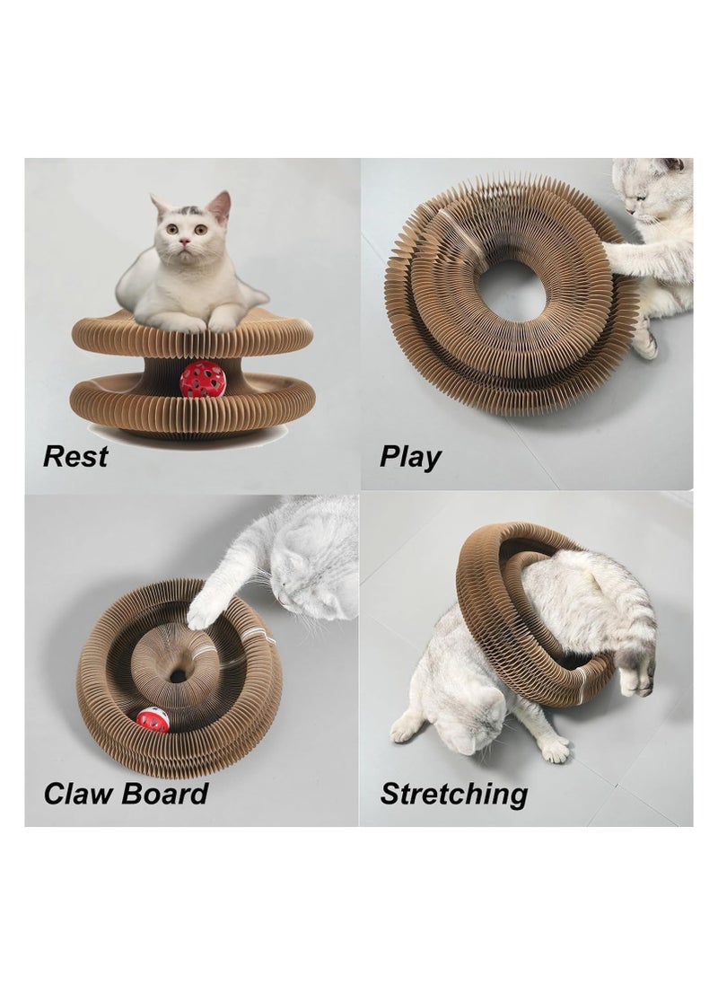 XICEN - Magic Organ Cat Toy,Kitty Kurlz Cat Toy,Magic Organ Cat Scratcher Board,Foldable Recyclable Cat Accordion Toy with Ball for Indoor Cat (1pc) - Image 1