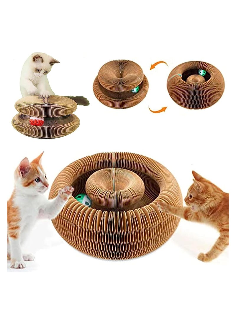 XICEN - Magic Organ Cat Toy,Kitty Kurlz Cat Toy,Magic Organ Cat Scratcher Board,Foldable Recyclable Cat Accordion Toy with Ball for Indoor Cat (1pc) - Image 1