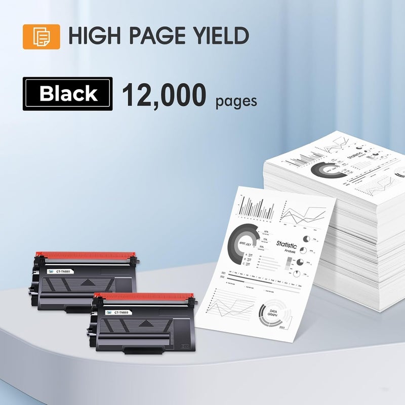 كول تونر خرطوشة حبر TN880 TN-880 TN 880 عبوة 2 متوافقة مع براذر TN880 عالية الإنتاجية جداً سوداء لطابعات براذر HL-L6200DW L6200DWT L6400DW L6400DWT MFC-L6700DW L6800DW L6900DW - Image 3