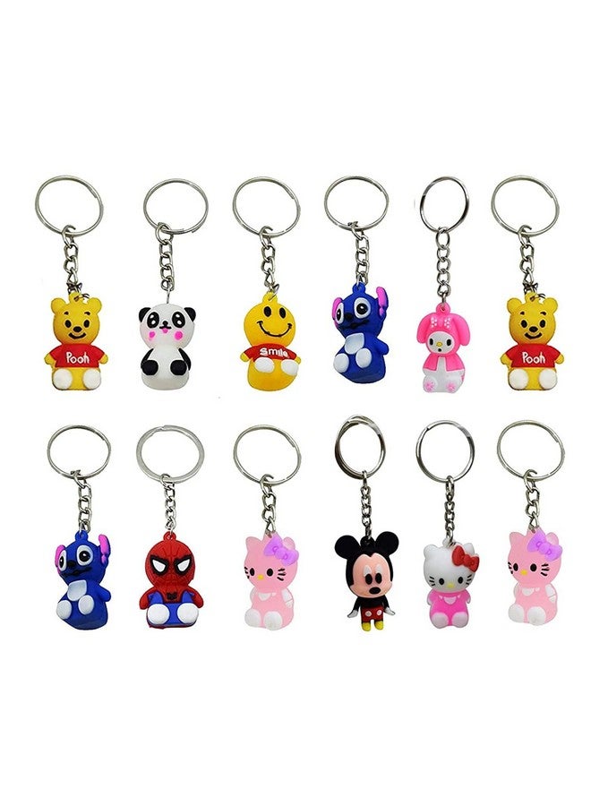 ARTLABEL Rubber Cute Cartoon Keyring Key Chain Combo For Kids Boys Girls & Children Best Birthday Return Gifts (Cartoon Character ( Pack Of 12 )), Multi-Coloured - Image 1