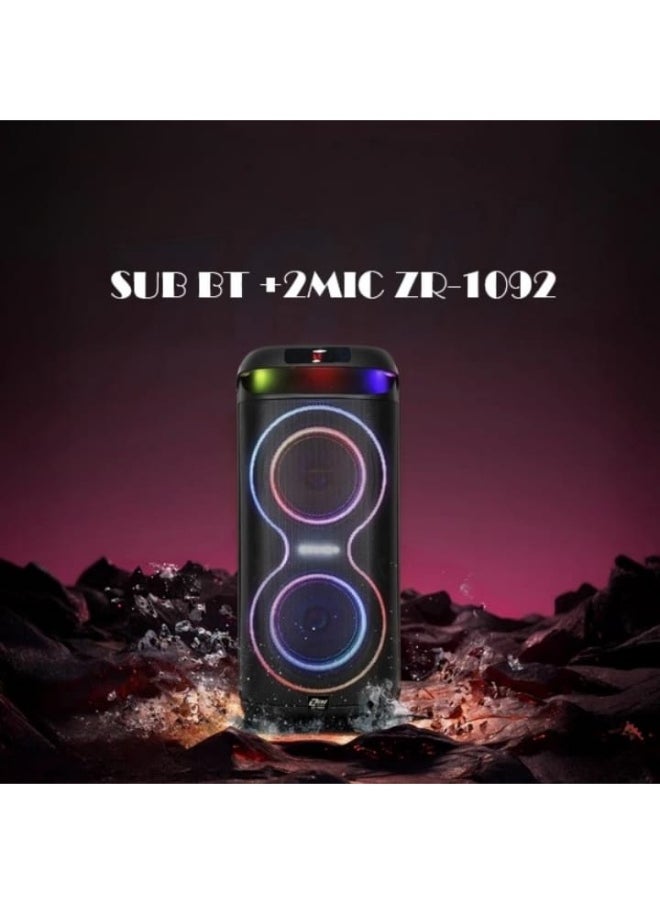 Subwoofer Built-in battery equipped with Bluetooth technology - memory card port - USB port and - mic port - with microphone - with RGB light  model- ZR-1092H - Black