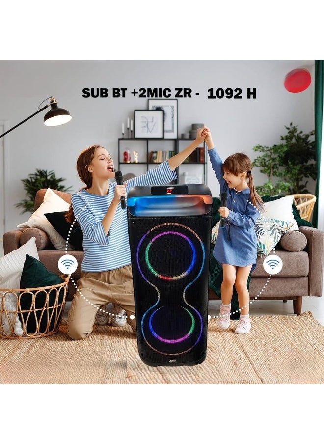 Subwoofer Built-in battery equipped with Bluetooth technology - memory card port - USB port and - mic port - with microphone - with RGB light  model- ZR-1092H - Black