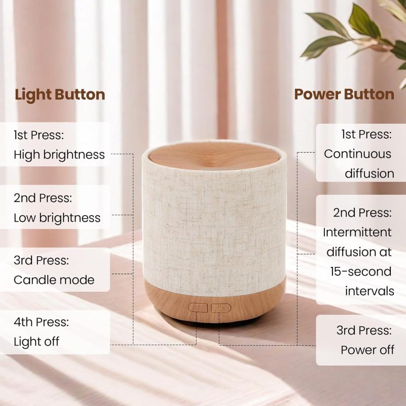 Essential Oil Diffuser Brown - Ultrasonic Diffuser for Home Room Decor - Image 2