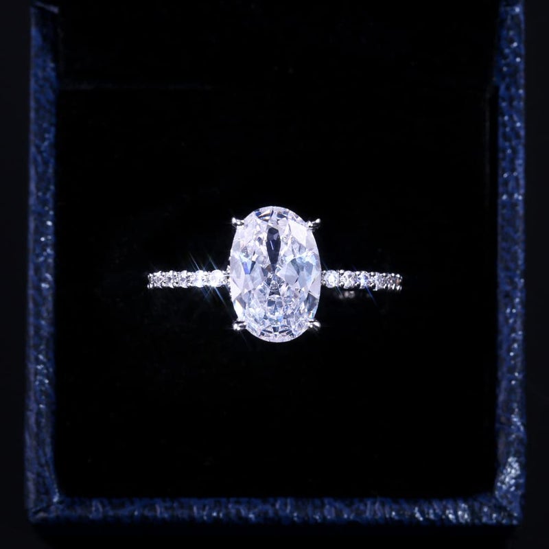 ZDIFDIC خواتم خطوبة زيدفيدك 3CT من الفضة الإسترلينية 925 بتصميم دائري مع حجر زركونيا مكعب للزفاف وعد للنساء، خواتم ألماس مصنوعة بشكل كلاسيكي للنساء بحجم 6-10(8#)، KE-TY22-BJ08 - Image 4