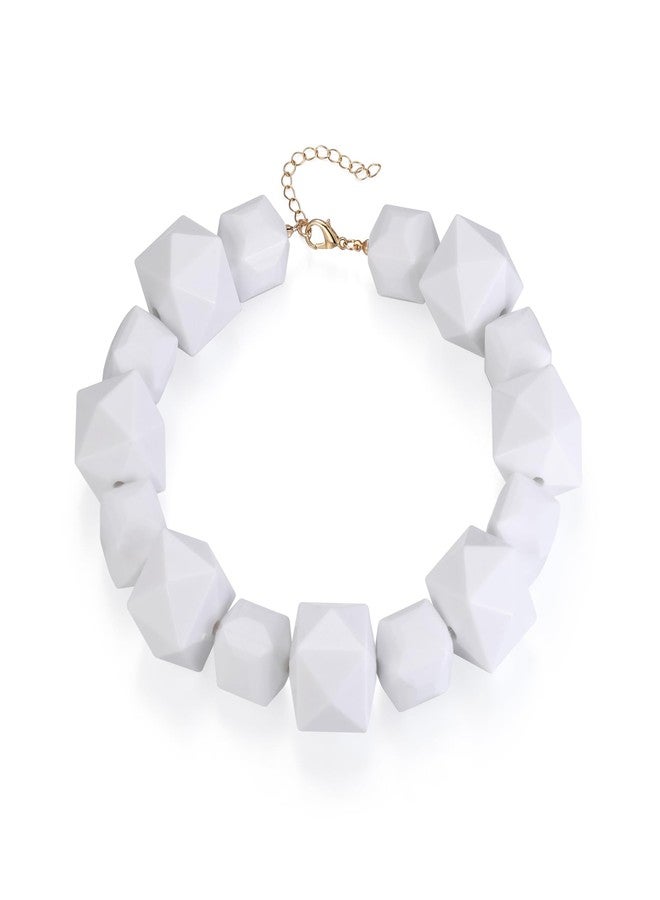 BriLove Halloween Costumes Necklace for Women, Costume Geometric White Beads Strand Choker Necklaces Jewelry for Cosplay Party Prom Accessory Gold-Tone - Image 1