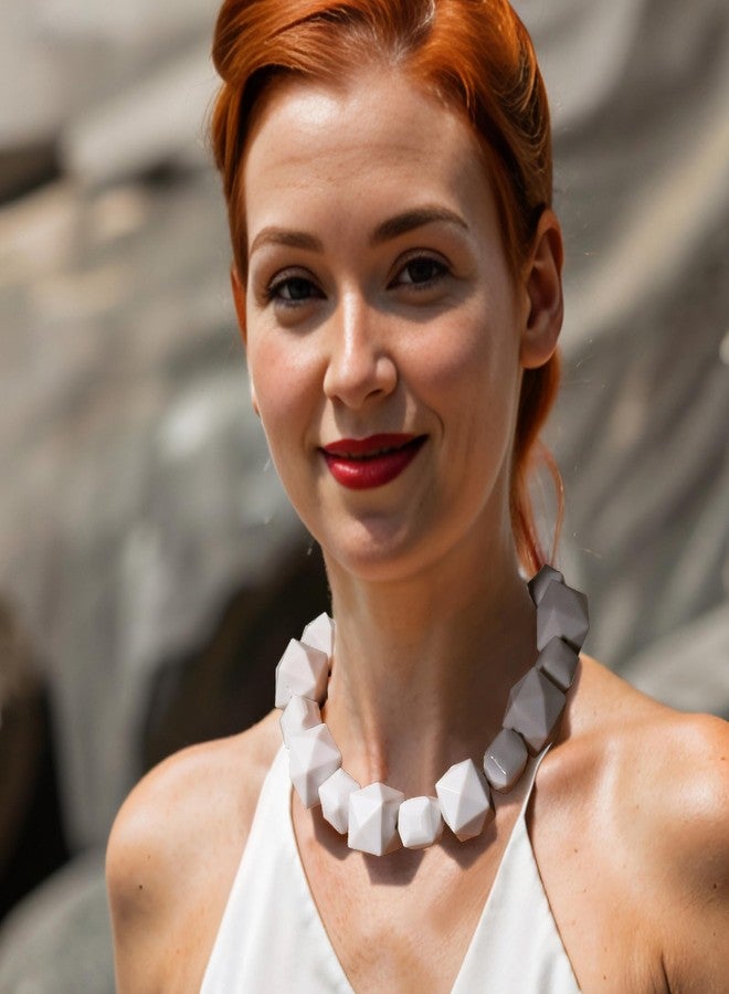 BriLove Halloween Costumes Necklace for Women, Costume Geometric White Beads Strand Choker Necklaces Jewelry for Cosplay Party Prom Accessory Gold-Tone - Image 3