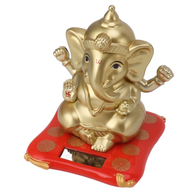Solar Powered Ganesha Statue: Medium Gold Good Luck Symbol - Exquisite Design Indian Idol for Car Dashboard Home Decor Meditation Yoga Gift - Image 4