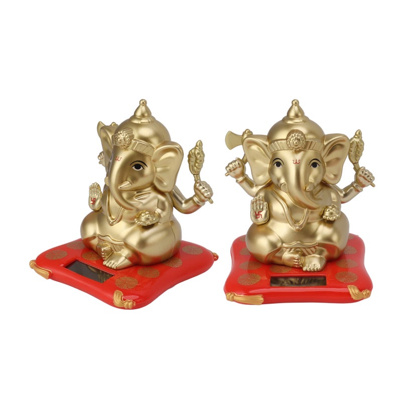 Solar Powered Ganesha Statue: Medium Gold Good Luck Symbol - Exquisite Design Indian Idol for Car Dashboard Home Decor Meditation Yoga Gift - Image 5
