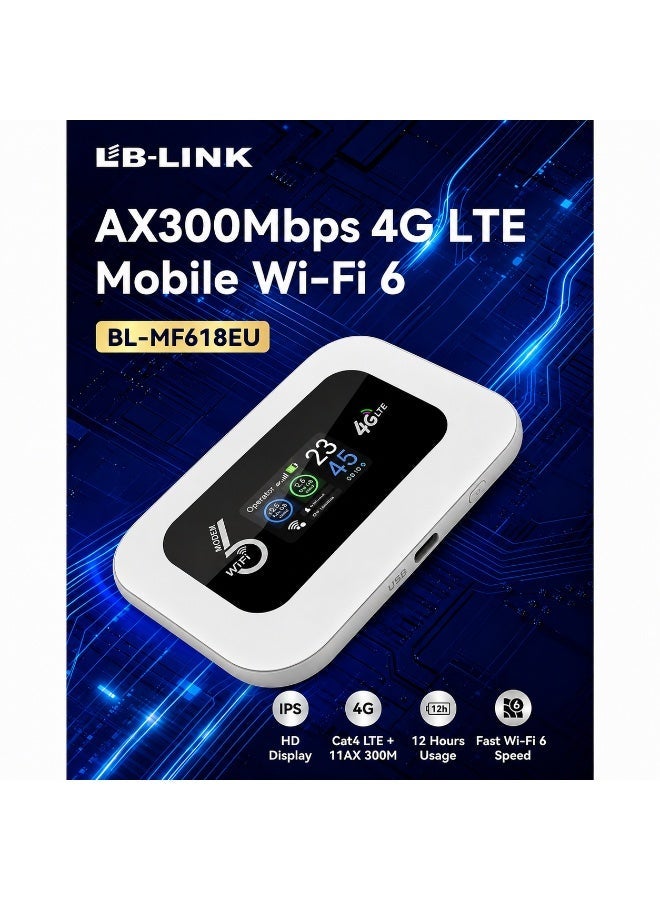 LB-LINK BL-MF618EU Portable 4G LTE Mobile WiFi6 Hotspot with Battery, Mobile WiFi Router with Firewall and WEP Encryption - Image 1