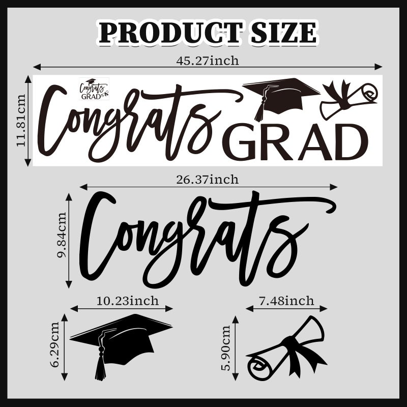 Ramciyo Congrats Grad Decal Sign for Balloon Arch - Graduation Decar for Grad Party, Class of 2026 Grad Party Graduation Event Planner Vinyl Decal - Image 5
