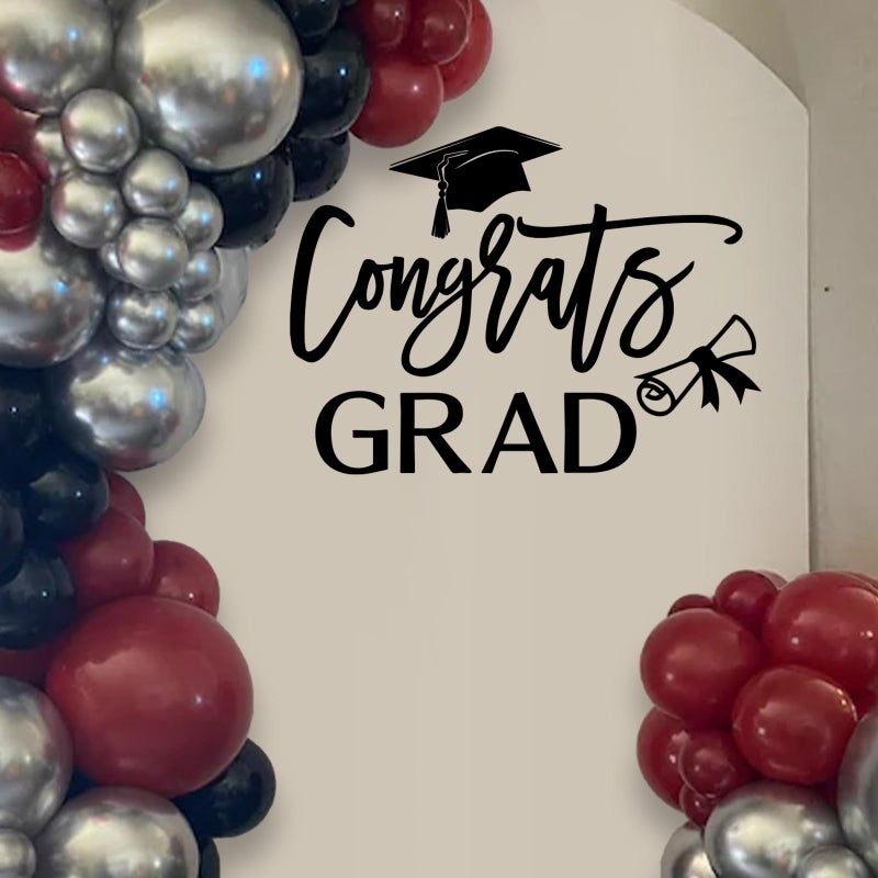 Ramciyo Congrats Grad Decal Sign for Balloon Arch - Graduation Decar for Grad Party, Class of 2026 Grad Party Graduation Event Planner Vinyl Decal - Image 4