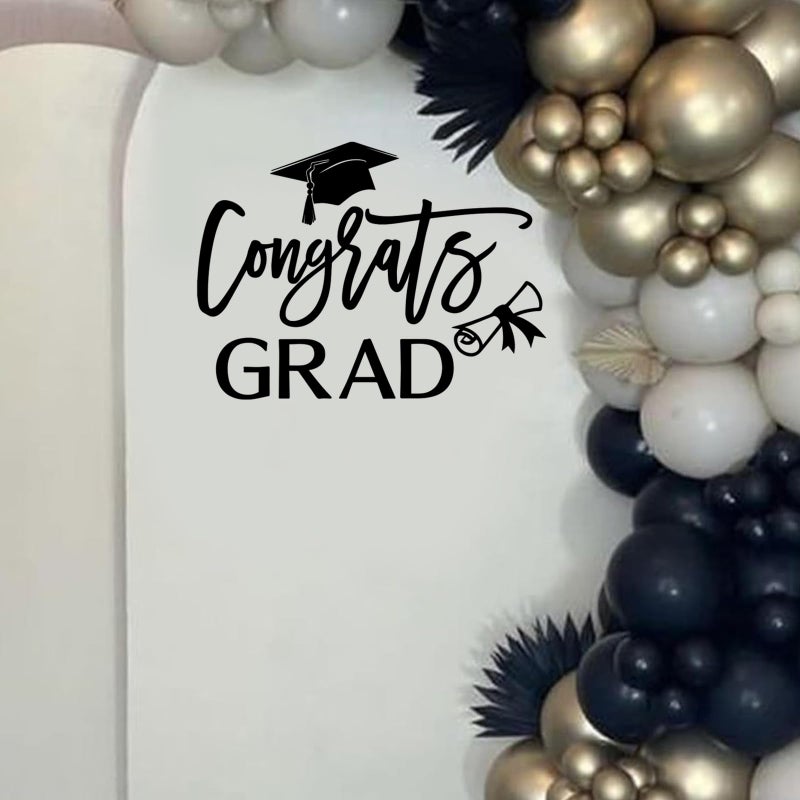 Ramciyo Congrats Grad Decal Sign for Balloon Arch - Graduation Decar for Grad Party, Class of 2026 Grad Party Graduation Event Planner Vinyl Decal - Image 2