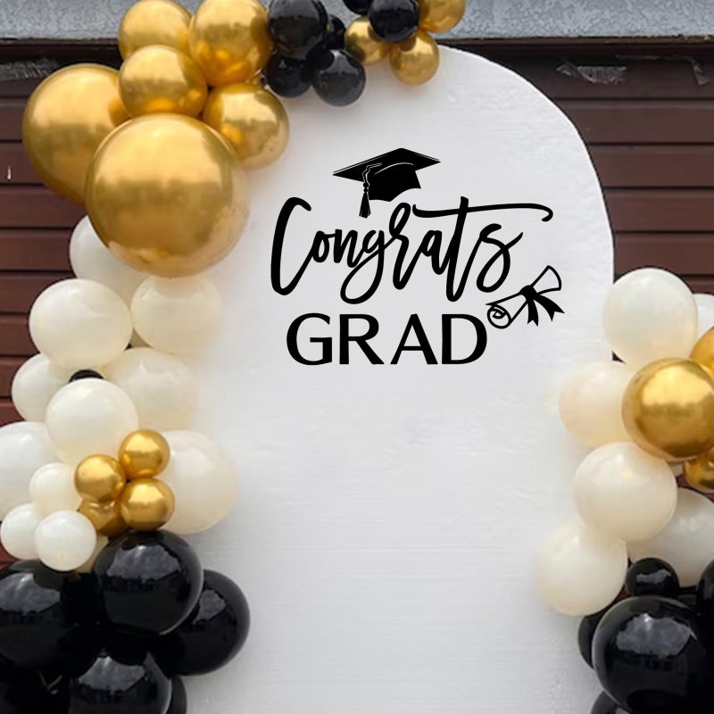 Ramciyo Congrats Grad Decal Sign for Balloon Arch - Graduation Decar for Grad Party, Class of 2026 Grad Party Graduation Event Planner Vinyl Decal - Image 1