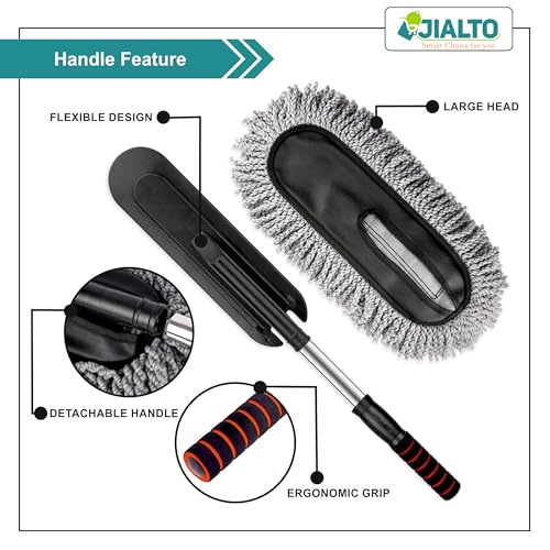 JIALTO Car Dust Cleaner with Extendable Handle | Microfiber Cleaning Brush for Car, Truck, SUV | Lint-Free, Scratch-Free Auto Duster for Interior & Exterior – Washable & Reusable - Image 4