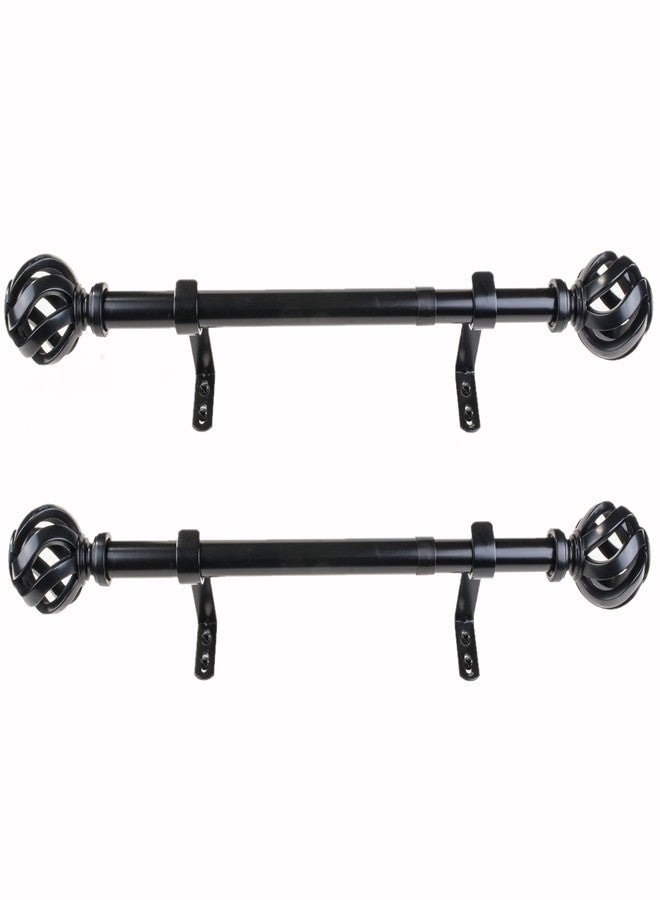 Decopolitan 1" Cage Side Curtain Rod Pair, 12 to 20 Inches, Black - Image 1