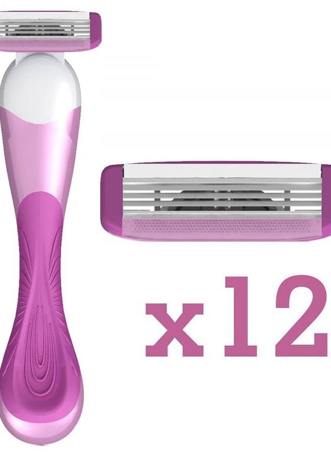 ShaveMOB 3-Blade Women's Razor Kit (Flex Head Handle + 12 Refills) - The Practical Shaving Kit - Image 2