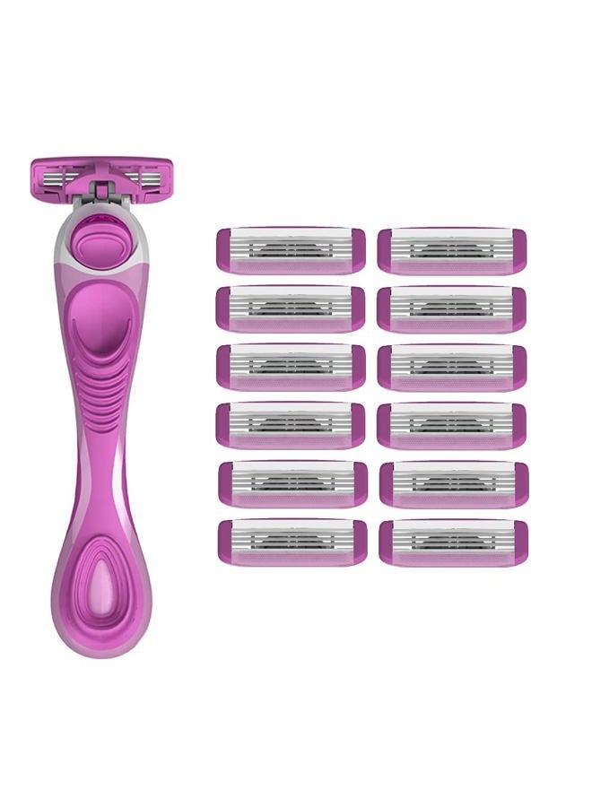 ShaveMOB 3-Blade Women's Razor Kit (Flex Head Handle + 12 Refills) - The Practical Shaving Kit - Image 1