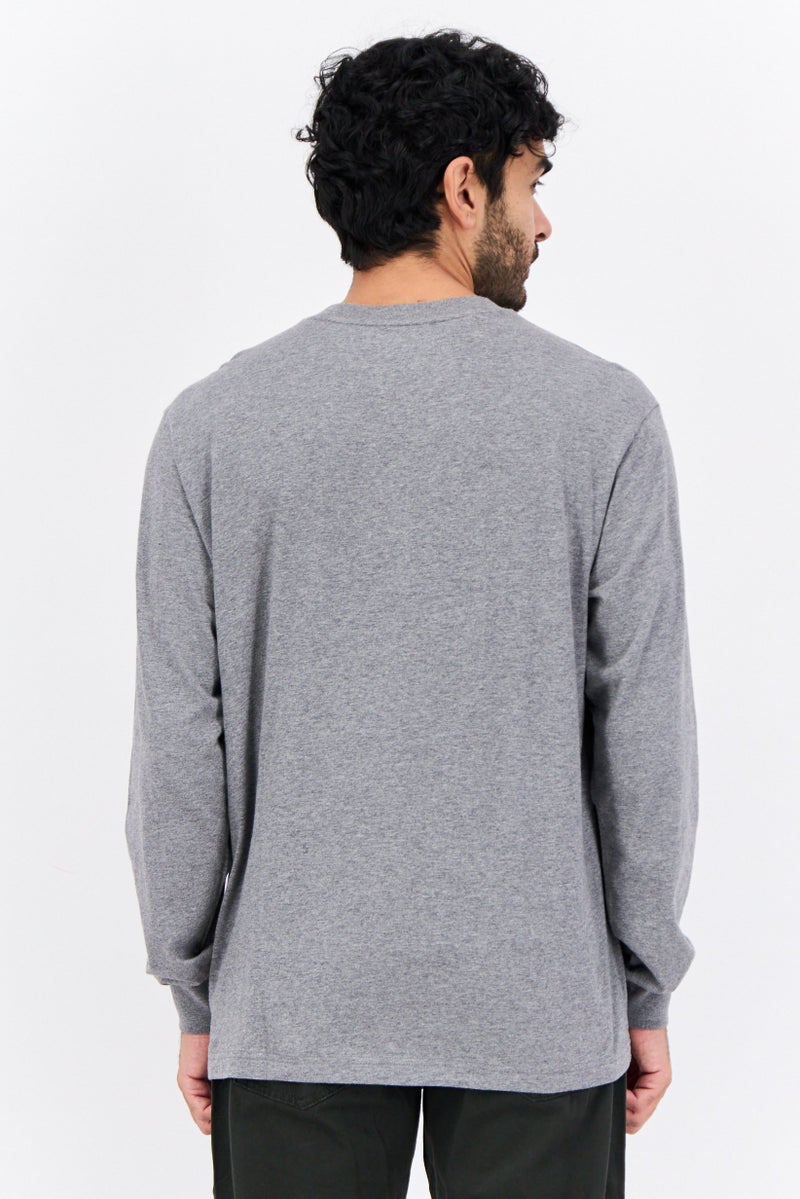 GAP Men Round Neck Heather Long Sleeves T-Shirt, Grey - Image 3