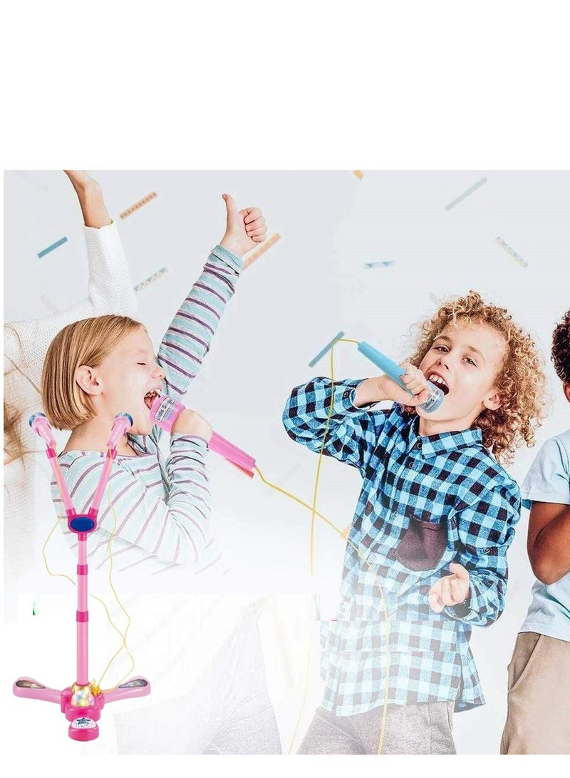 STORE 7 Kids Karaoke Microphone Stand with 2 Height-Adjustable Microphones – Speaker and LED Lights – Educational Singing and Music Toy for Girls and Boys – Suitable for ages 3 and up - Image 2