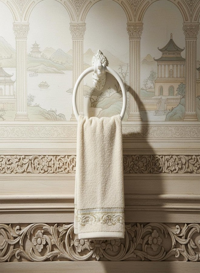 Chinflly Antique White Towel Ring, Lightweight Metal Vintage Style Wall Mount Towel Holder Round Hand Towel Rack for Kitchen, Bathroom, Matte Finish, 6.5 Inch - Image 4
